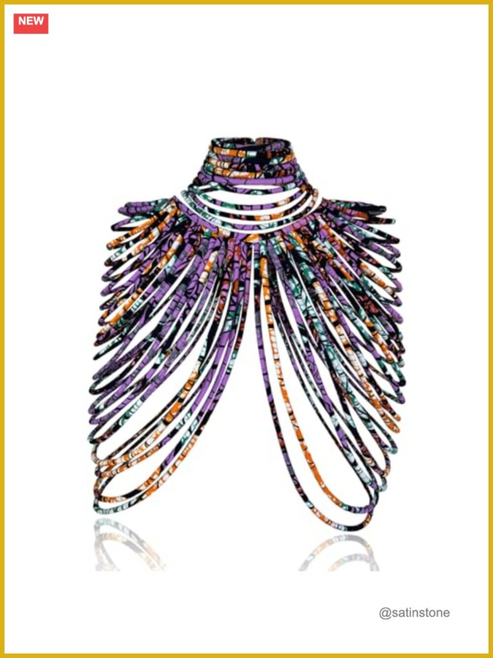 Ankara Fabric Shawl Statement Necklace Multi-Strand Cotton African Jewelry